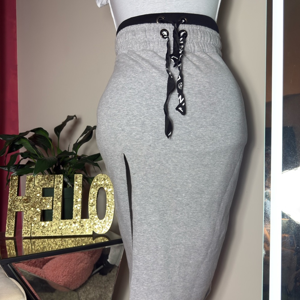 Gray Women's Skirt with Black Waistband